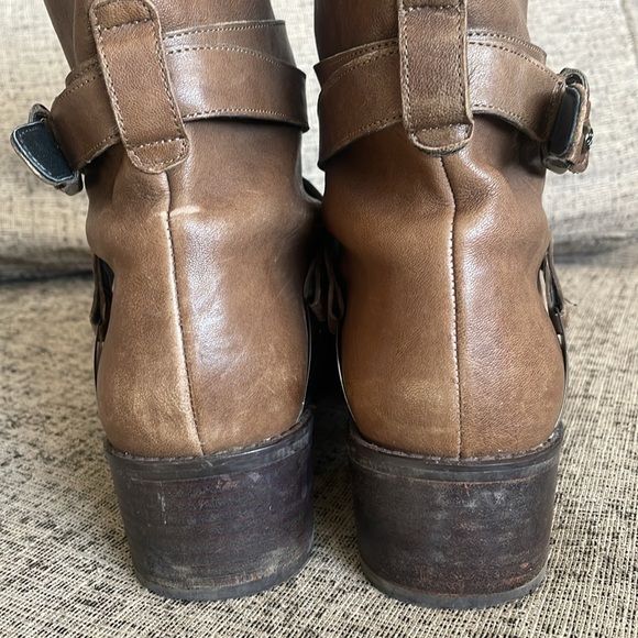 Stuart Weitzman Ranch Dressing Moto Brown Leather Booties Size 9.5 - Picture 11 of 16
